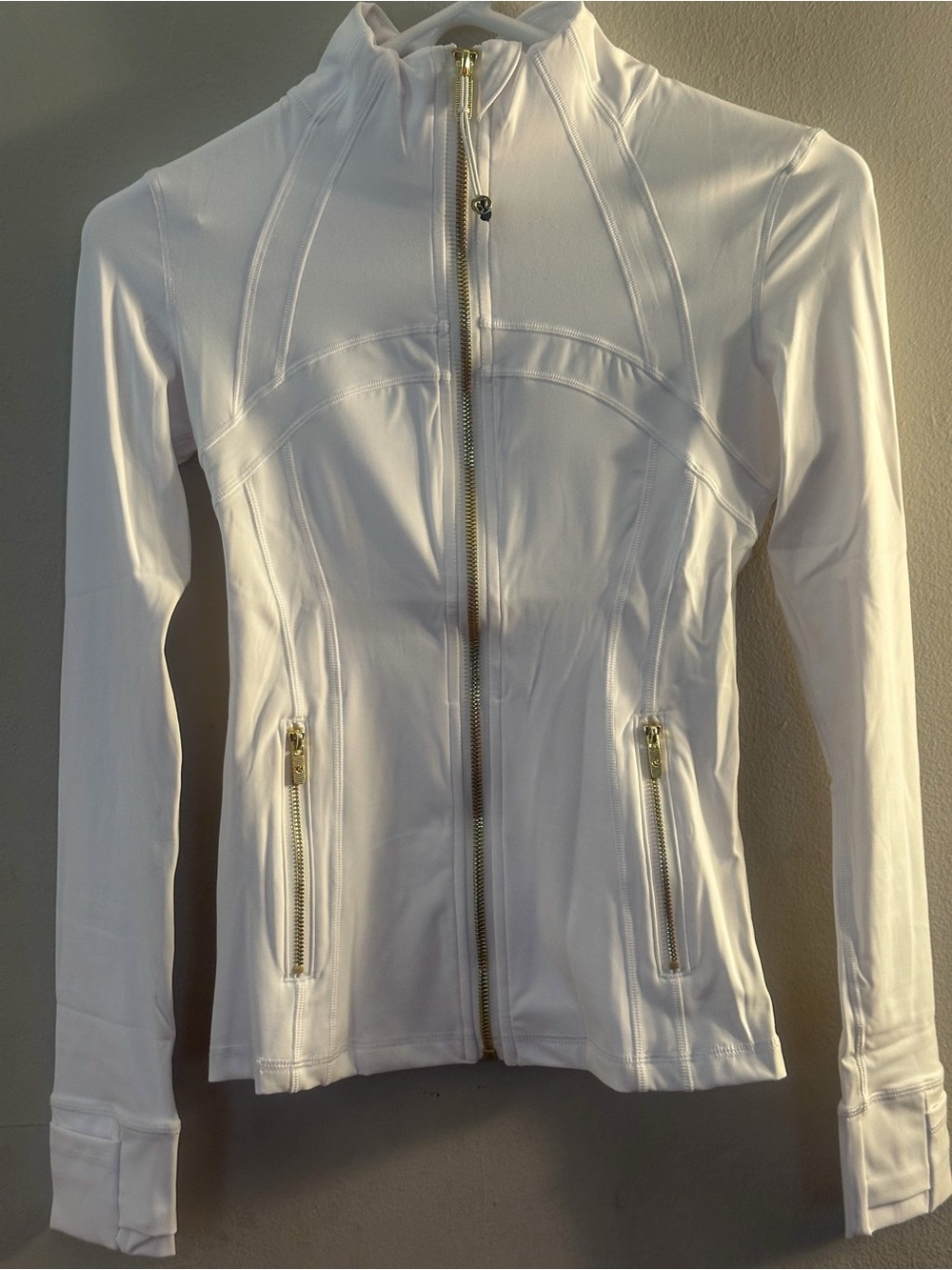 lululemon athletica White Zip-Up Utility Jacket with Gold Hardware
